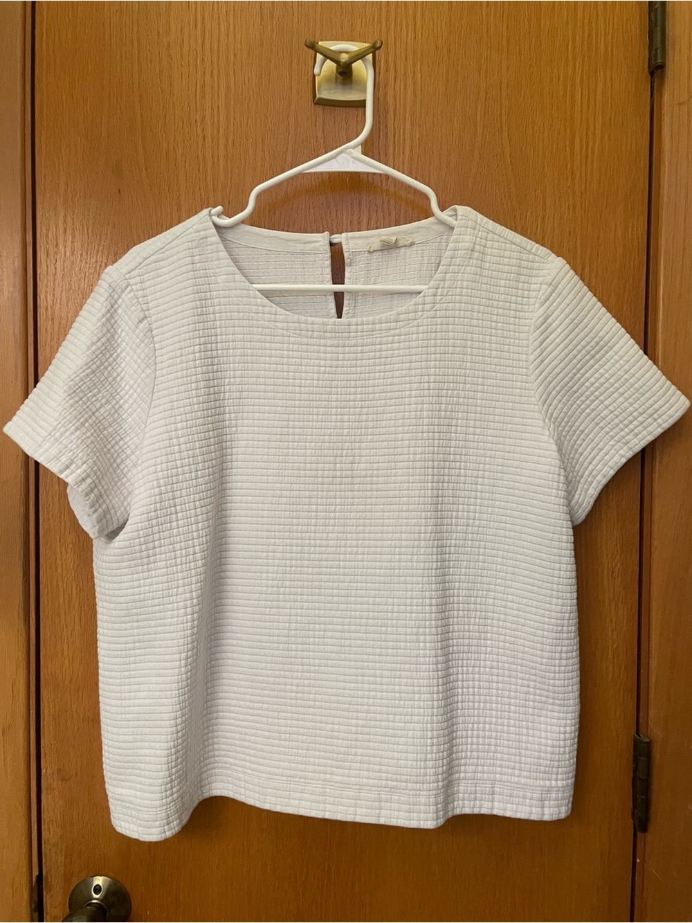 Eileen Fisher Women's Textured Short-Sleeve Blouse - White Size L